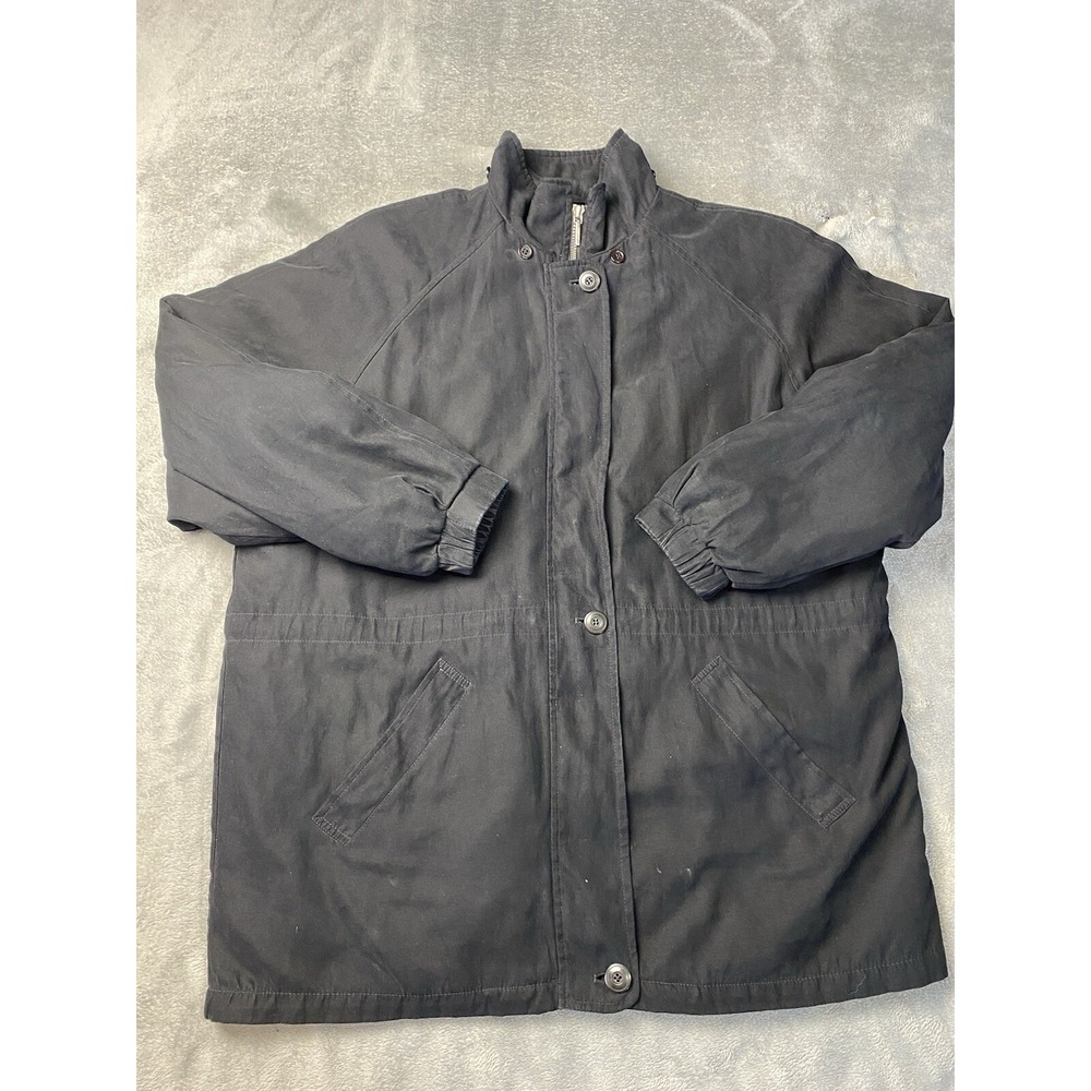 London Fog Jacket Men's XL Black Outdoor Coat Zip/Snap Insulated Quilted‎ Lined